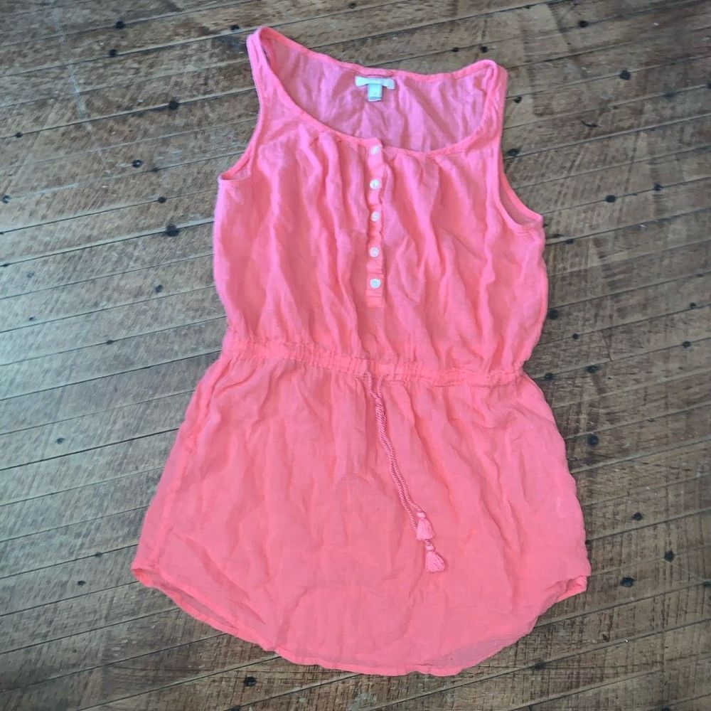 J Crew coral pink lightweight S sleeveless drawstring waist top